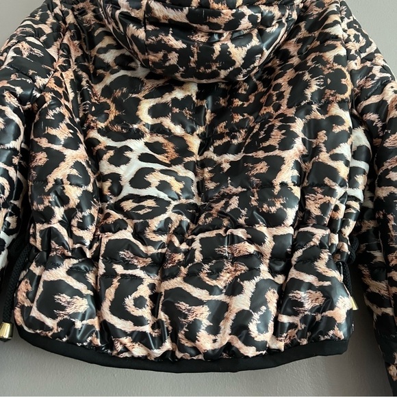 By Ola La Leopard Puffer Coat Hooded Cropped Small - Picture 8 of 16